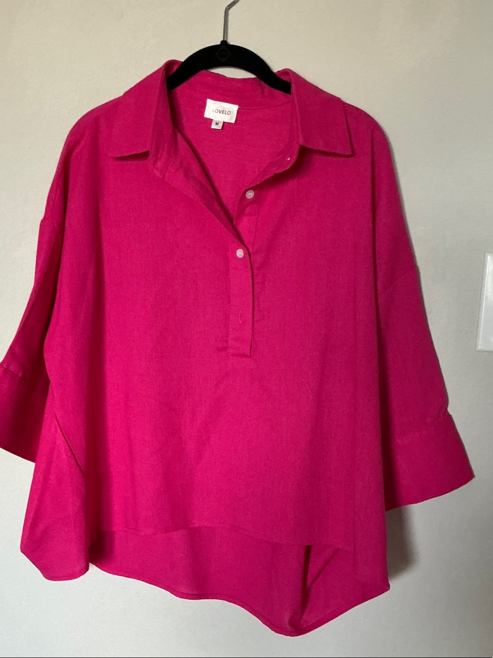 Lovelo Fuchsia Collared Pullover Blouse